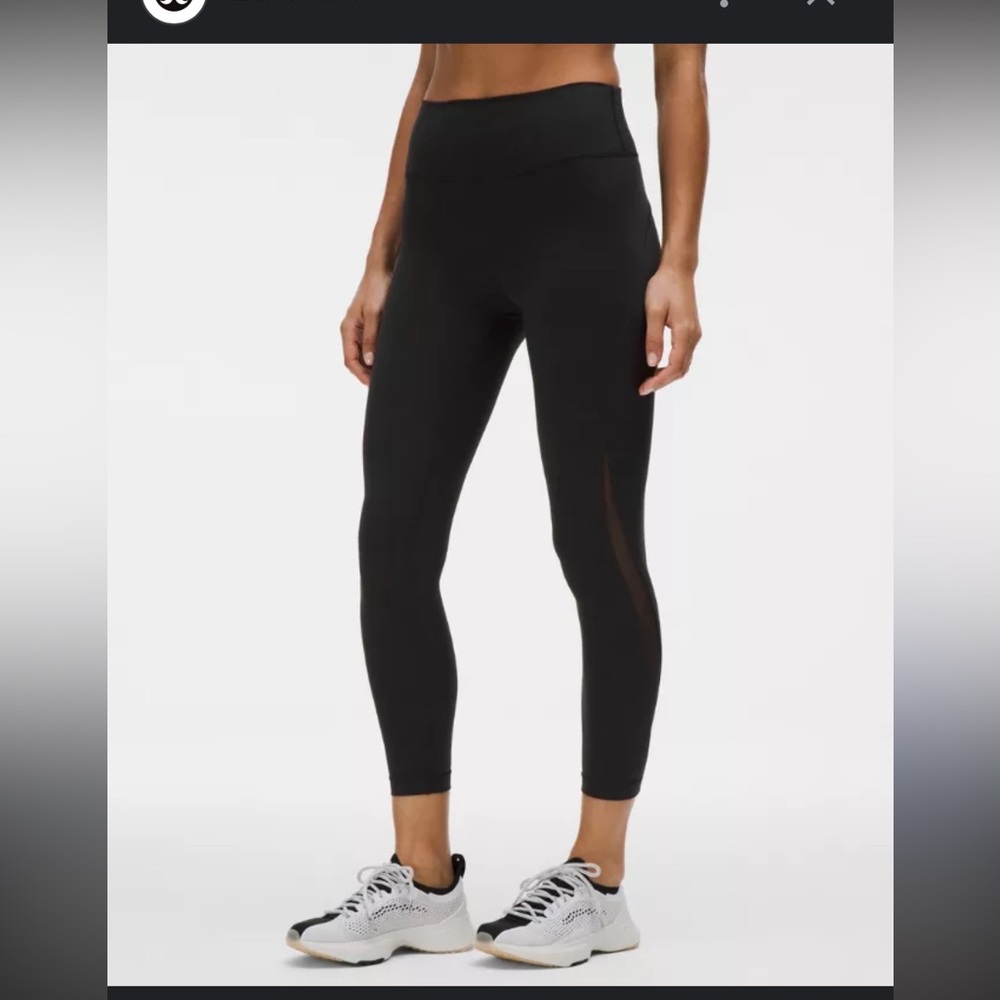 Like New- Lululemon- Wunder Train HR Mesh Panel Leggings 25”- Sz 4- Black